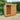 Solid oak log store in a garden setting